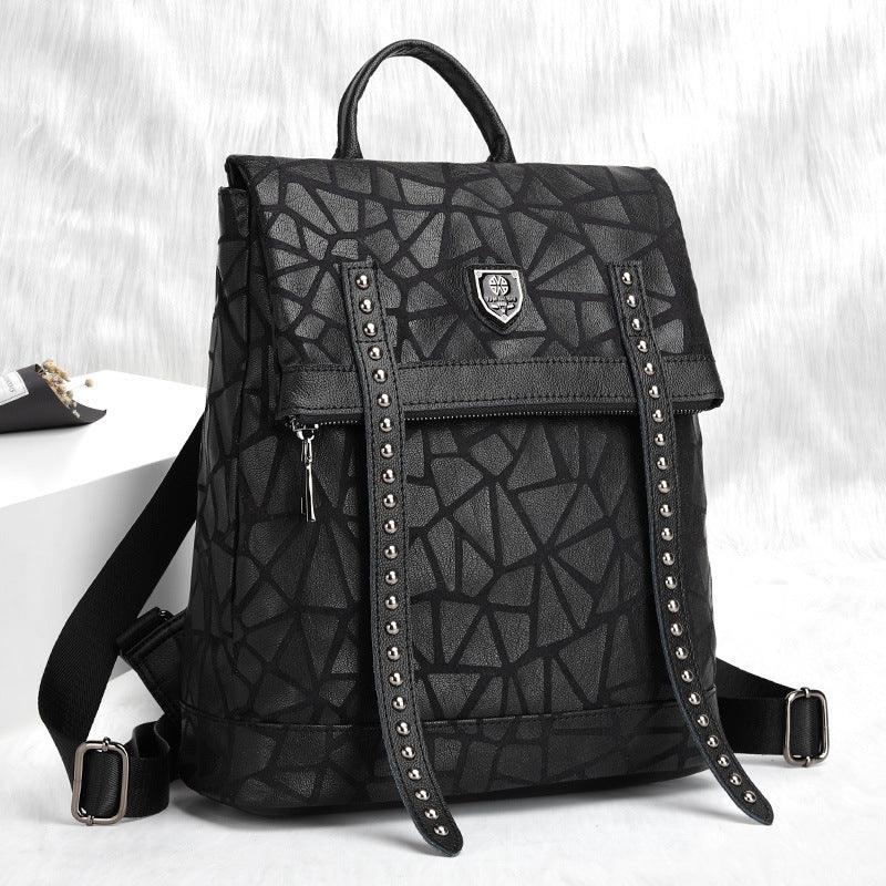 black leather women's backpack, view 4 - MRSLM