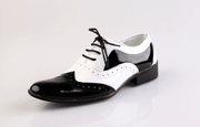 Men's black and white fashion slip-on shoes, view 2 - MRSLM