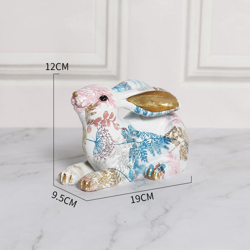 Painted Jade Rabbit Ornaments Cute Rabbit Resin Ornaments - MRSLM