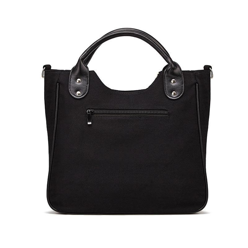 black canvas messenger bag, view 5 - MRSLM