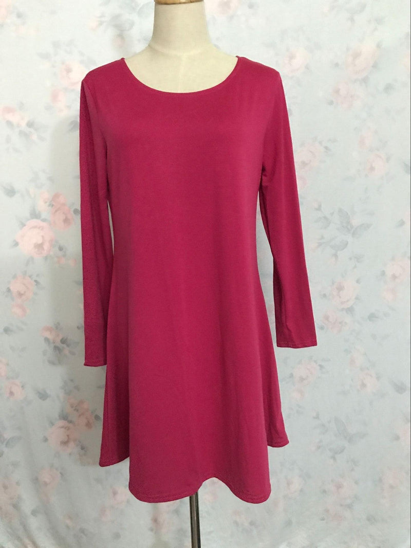 solid color long-sleeved dress, view 7 - MRSLM