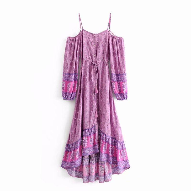 printed strapless strap dress, view 2 - MRSLM
