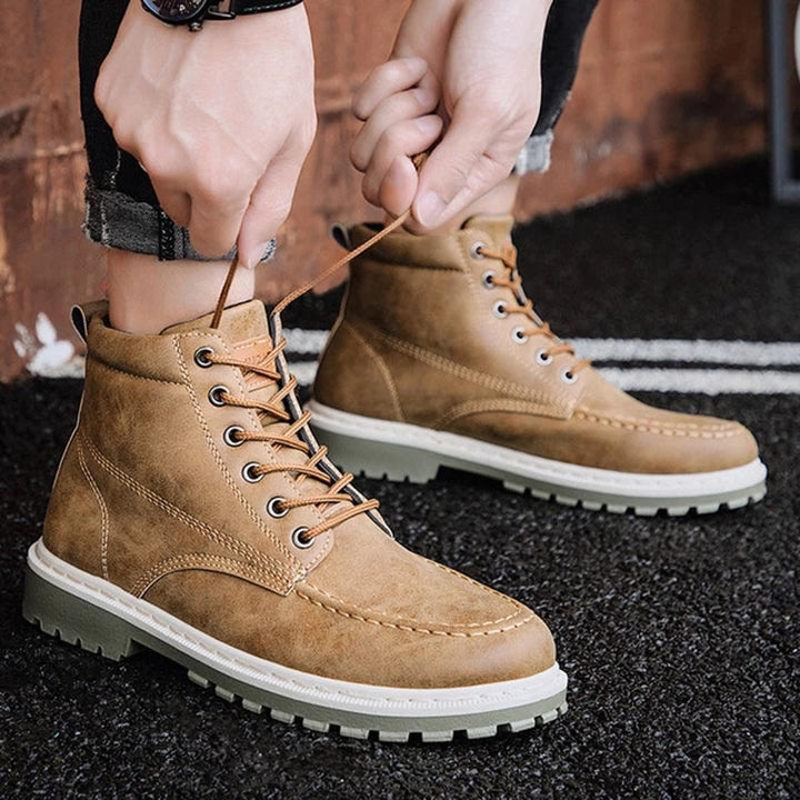 2021 autumn new men's Martin boots trend high-top men's boots locomotive British men's shoes leather tooling boots students - MRSLM