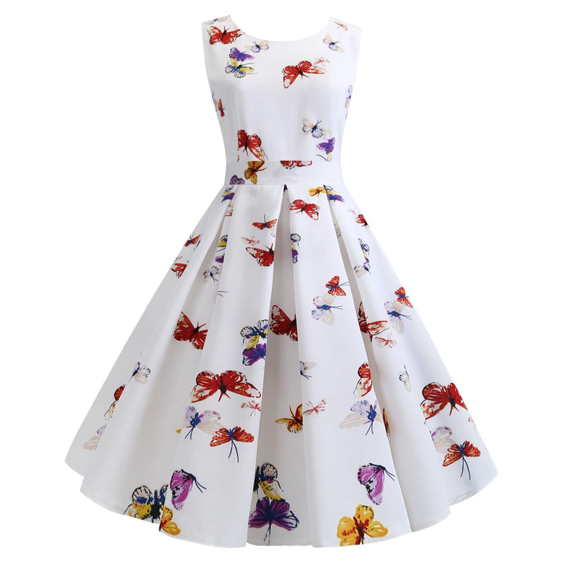 Sleeveless lace-up printed dress, view 5 - MRSLM