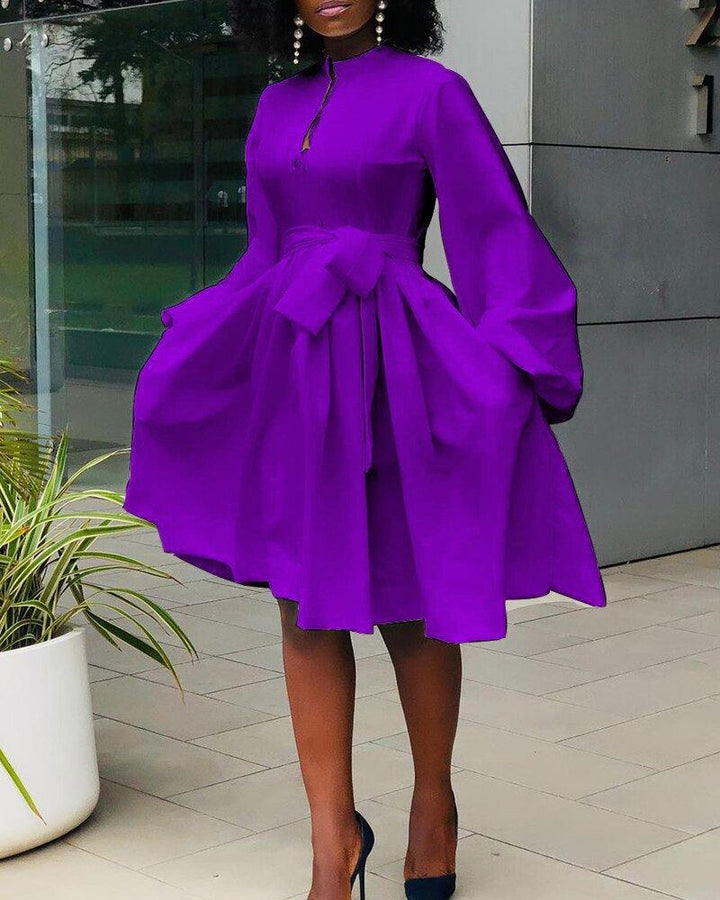 Plus Size Fashion Casual Solid Color Lantern Sleeve Tutu Skirt - MRSLM