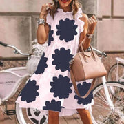 Women's printed round neck dress, view 4 - MRSLM