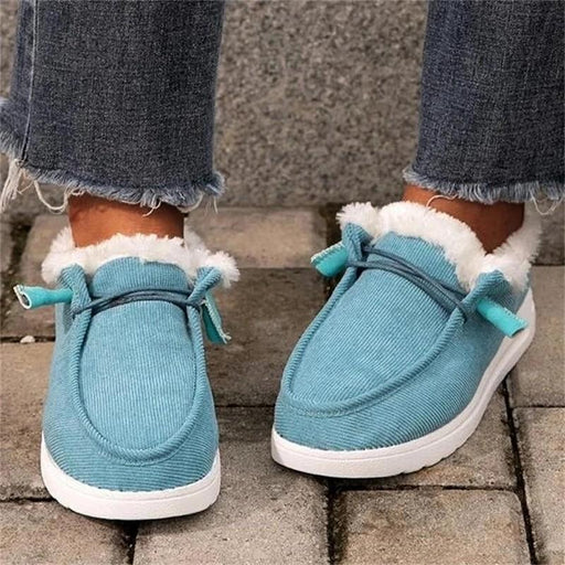 Ladies flat warm plush-lined shoes, view 4 - MRSLM