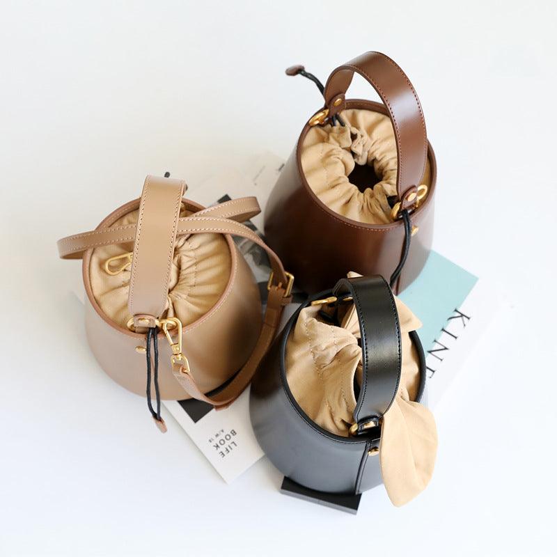 leather mini bucket bag, view 3 - MRSLM
