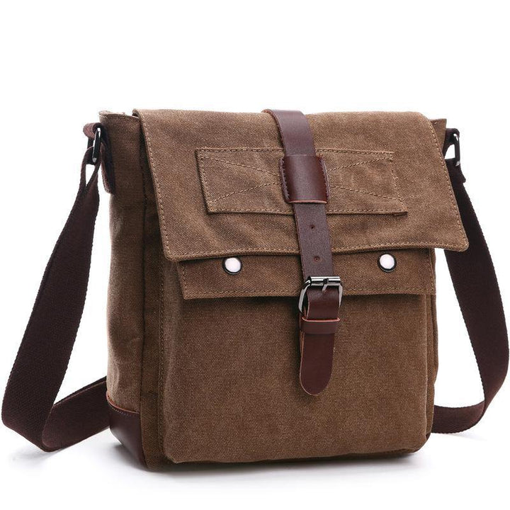 New version of Korean fashion casual canvas bag, practical business single shoulder oblique cross bag, men's Retro schoolbag - MRSLM