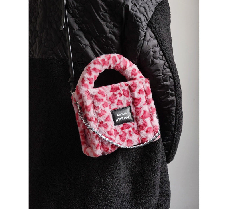 Women's plush teddy mini chain bag, view 9 - MRSLM