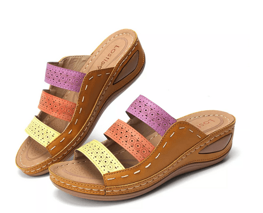 rainbow stitch hollow slippers, view 4 - MRSLM