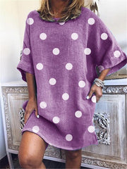 round neck loose printed dress, view 3 - MRSLM