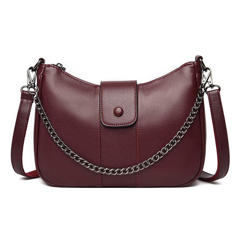 One-shoulder Diagonal Bag Lychee Pattern Soft Leather - MRSLM