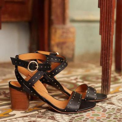 Chunky high heel studded open-toe sandals - MRSLM