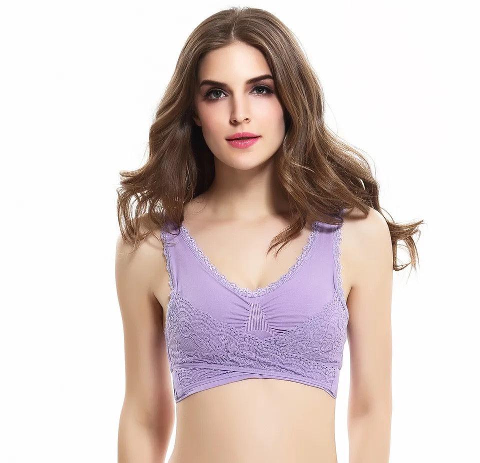 Front Cross Side Buckle Lace Side Non-Wire Sports Fitness Bra - MRSLM