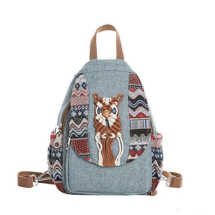 hand-woven canvas tassel chest bag, view 6 - MRSLM
