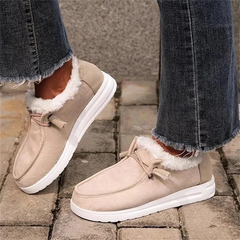 Ladies flat warm plush-lined shoes, view 6 - MRSLM