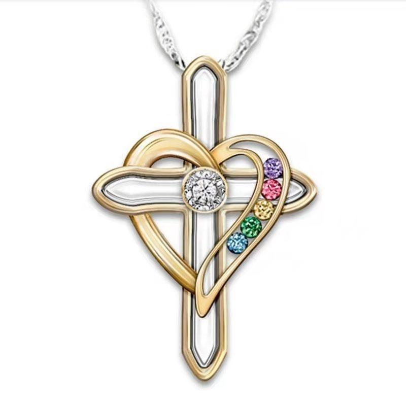 Cross love pendant clavicle chain, view 6 - MRSLM