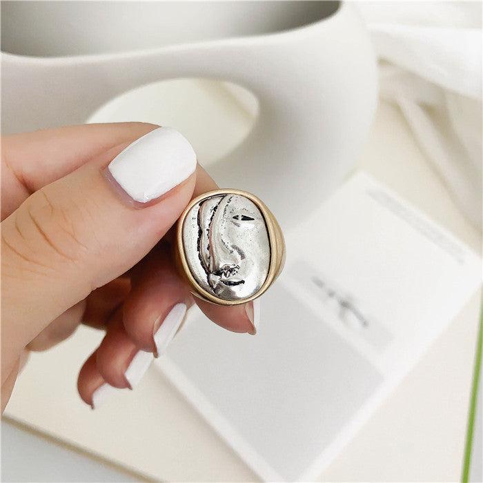 gold two-tone geometric mask ring - MRSLM
