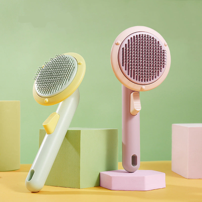 Pet Cat Brush Hand-held Self-cleaning Grooming Comb