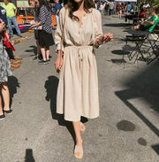 long sleeve dress with thin straps, view 2 - MRSLM