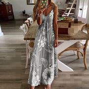 Slim long flower suspender dress, view 7 - MRSLM