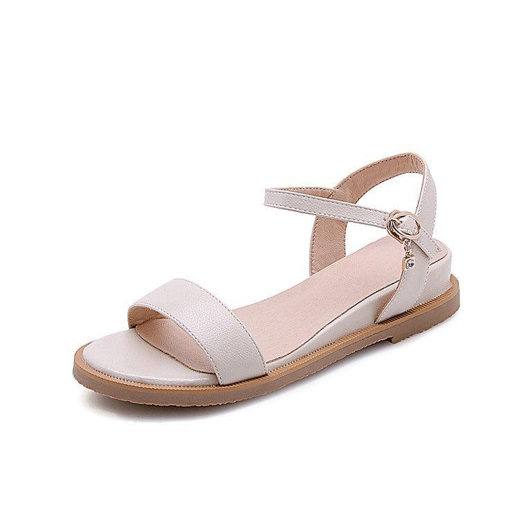 flat open-toe buckle sandals, view 3 - MRSLM