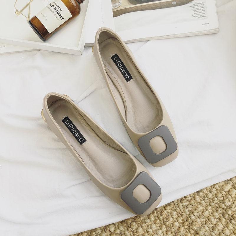 new korean style ladies casual thick heel shoes, view 3 - MRSLM