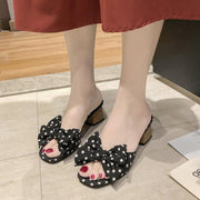 women's bow mid-heel slippers, view 4 - MRSLM