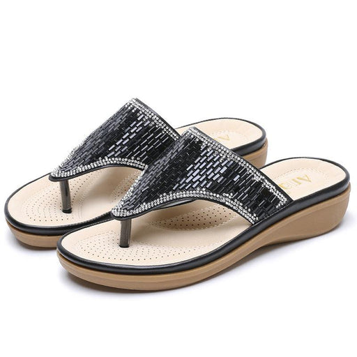 Flat bohemian rhinestone sandals - MRSLM