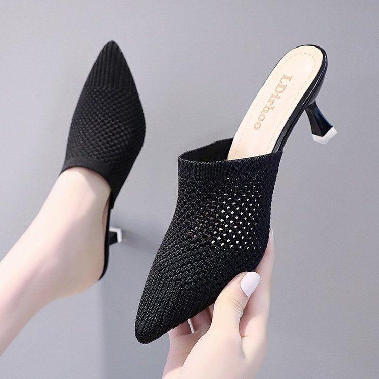pointed mid-heel woven sandals - MRSLM