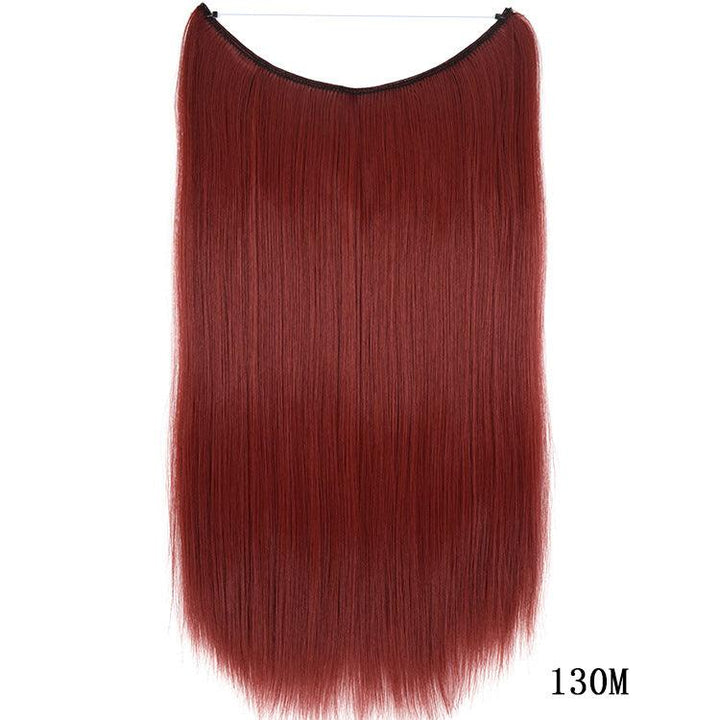 22 inches Invisible Wire No Clips in Hair Extensions Secret Fish Line Hairpieces Silky Straight Synthetic - MRSLM