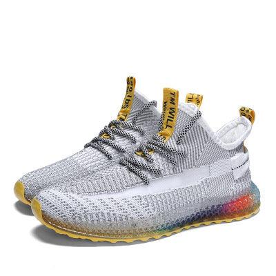 rainbow sole knit mesh running shoes, view 7 - MRSLM