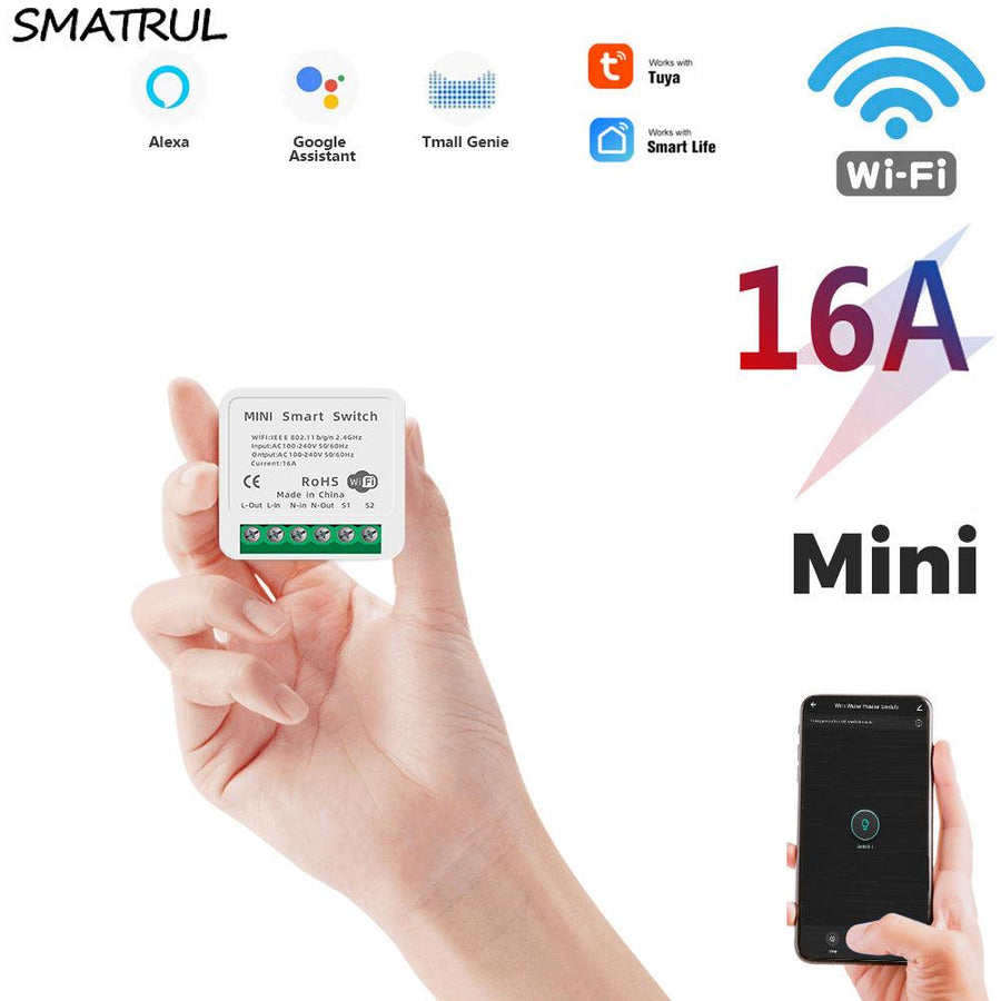 SMATRUL 16A 10A Smart Wifi Light Switch Dual Control Voice Remote Control Switch Breaker Work with Amazon Google Home - MRSLM