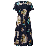 round neck printed chiffon dress, view 3 - MRSLM