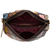leather ethnic stitching crossbody bag, view 4 - MRSLM
