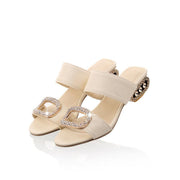 Women's one-line rhinestone half slippers, view 5 - MRSLM