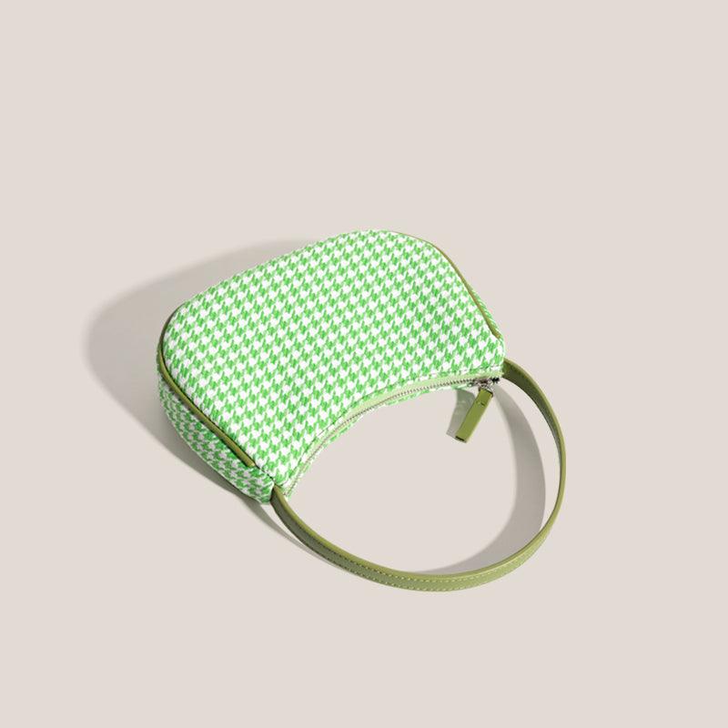 half-moon check canvas shoulder bag, view 3 - MRSLM