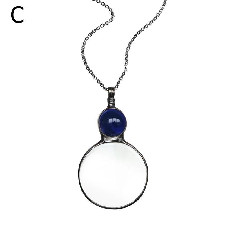 magnifying glass pendant necklace, view 6 - MRSLM
