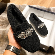lamb wool lazy shoes with plush lining - MRSLM