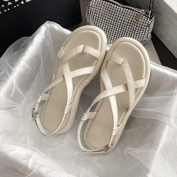 soft sole flat platform roman sandals, view 3 - MRSLM
