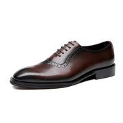 Men's carved pointed dress shoes, view 4 - MRSLM