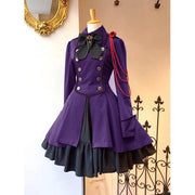 Retro bow long sleeve ruffled dress, view 2 - MRSLM