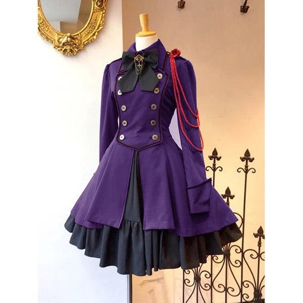 Retro bow long sleeve ruffled dress, view 2 - MRSLM