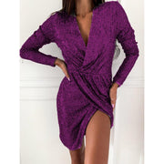 sequin mini dress with long sleeves, view 7 - MRSLM