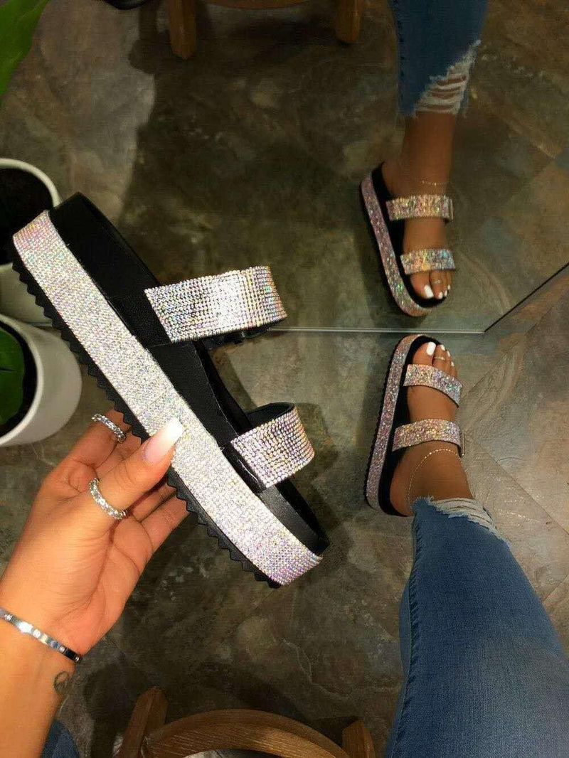 one-line fashion rhinestone sandals, view 3 - MRSLM