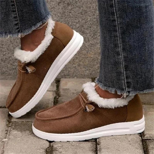 Ladies flat warm plush-lined shoes - MRSLM
