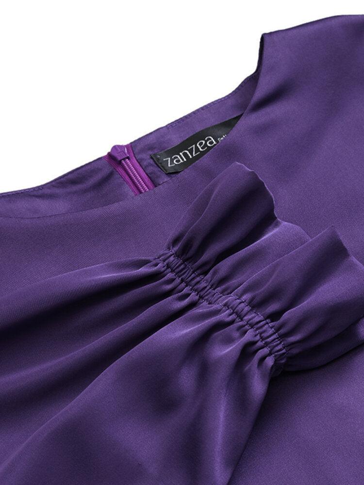 Women's puff sleeve midi dress, view 7 - MRSLM