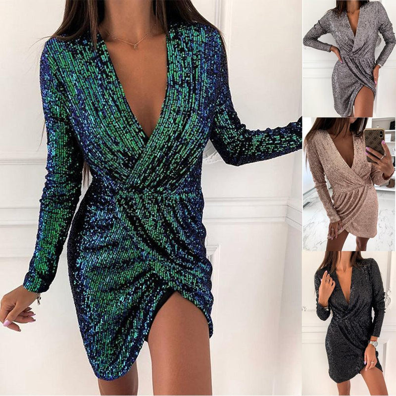 sequin mini dress with long sleeves - MRSLM