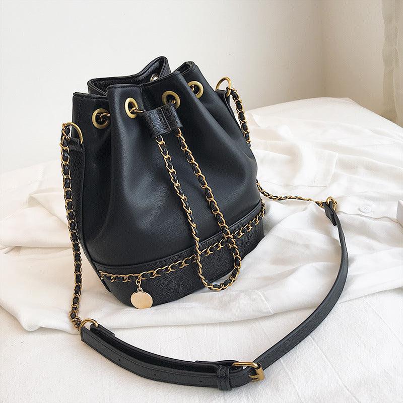 woven chain bucket handbag, view 8 - MRSLM